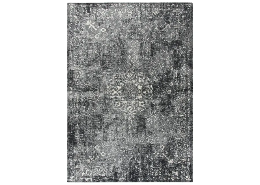 Panache Gray/Black Central Medallion Floral Polypropylene 9'10" x 12'6" Rectangle Rug