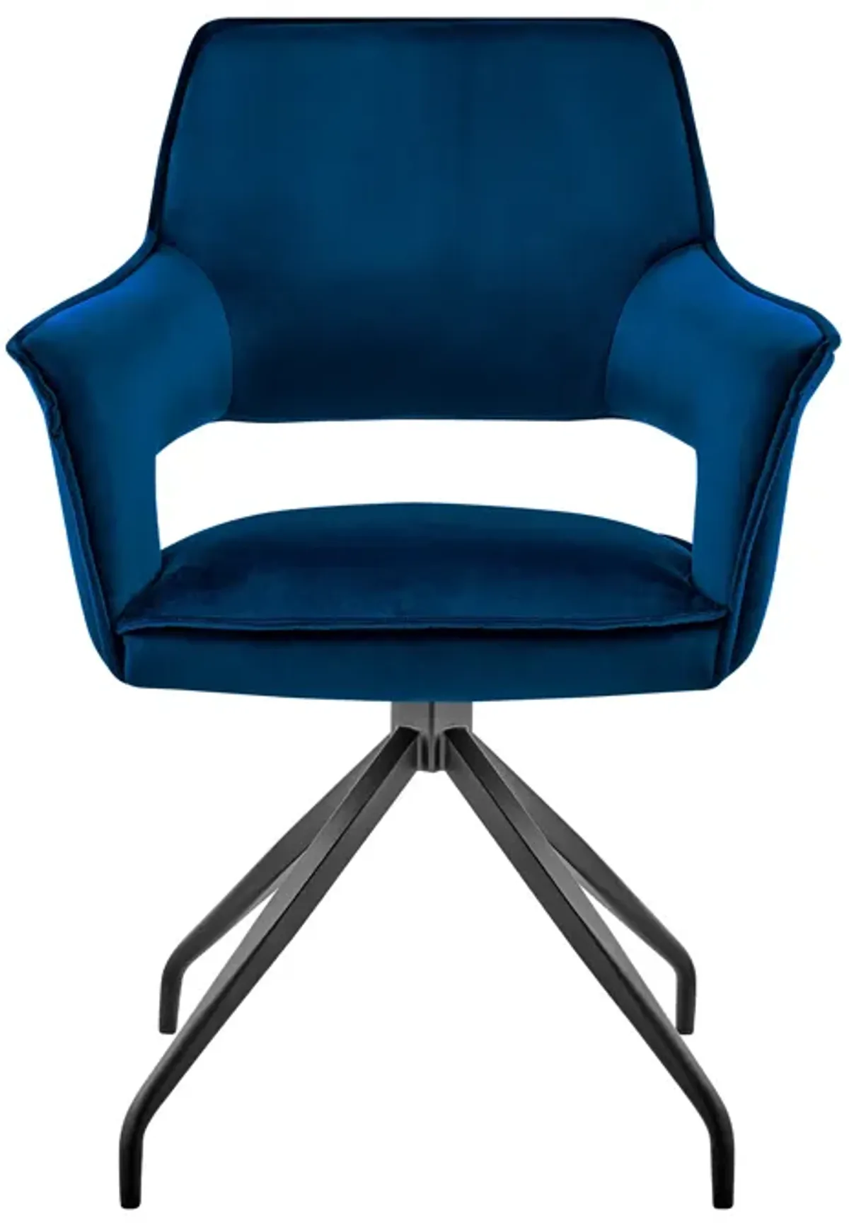 Hadley Dining Room Accent Chair in Blue Velvet with Black Finish