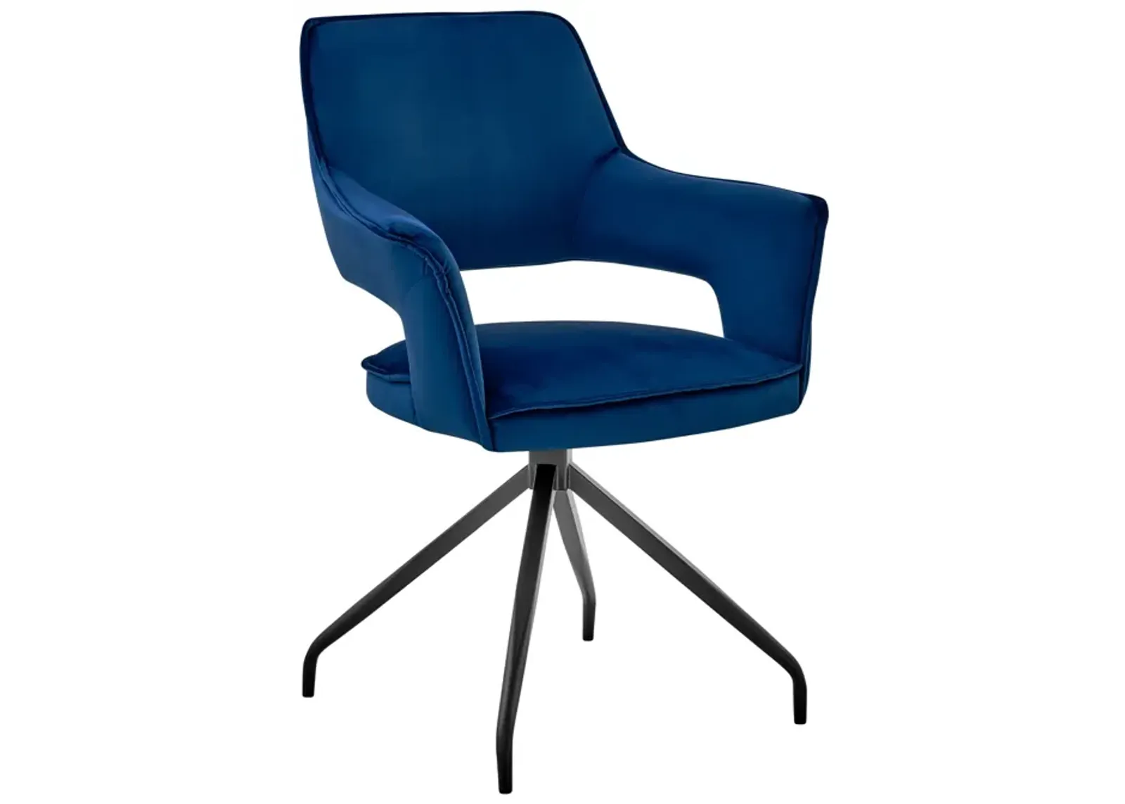 Hadley Dining Room Accent Chair in Blue Velvet with Black Finish