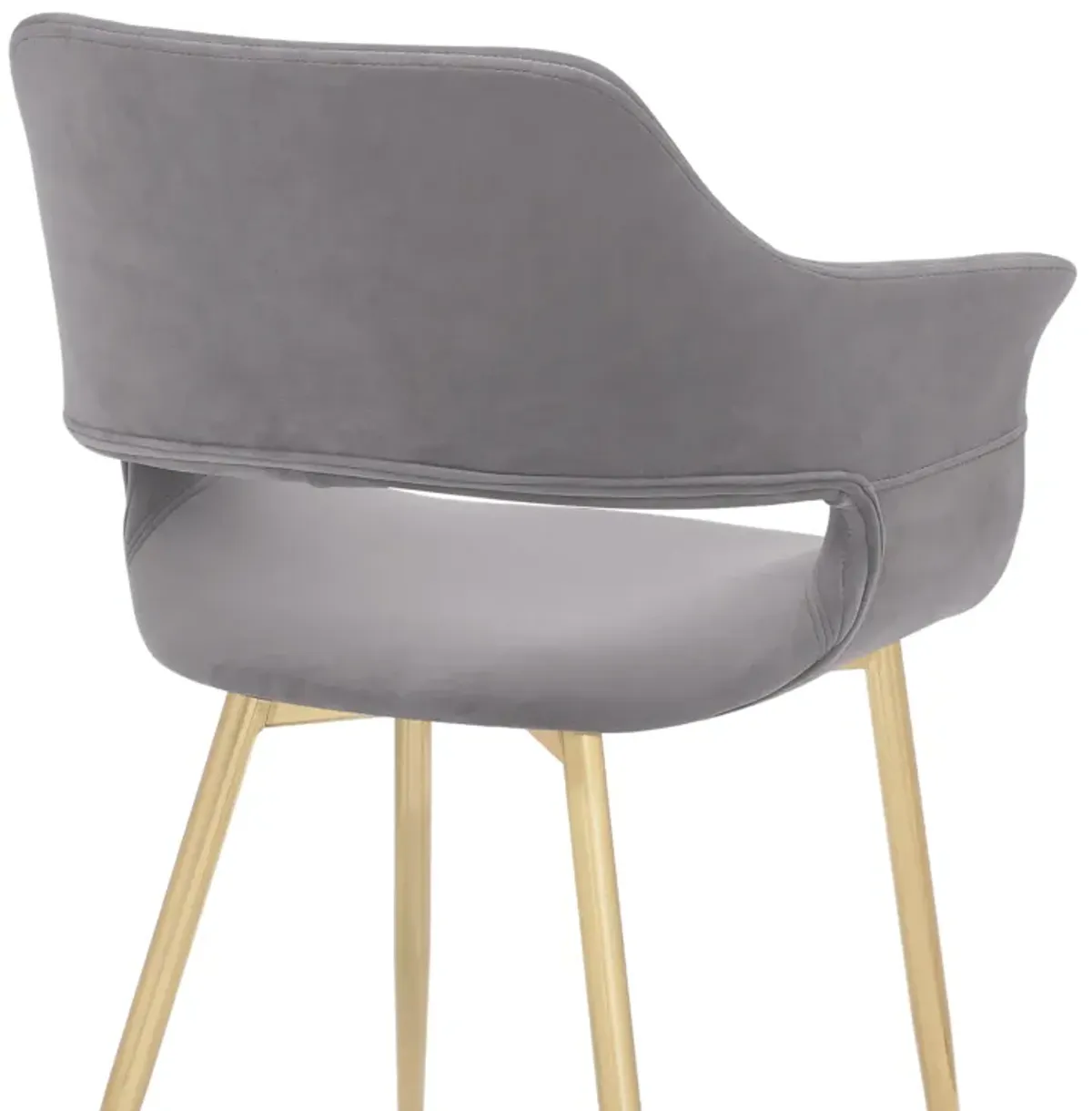 Gigi Grey Velvet Dining Room Chair with Gold Metal Legs - Set of 2