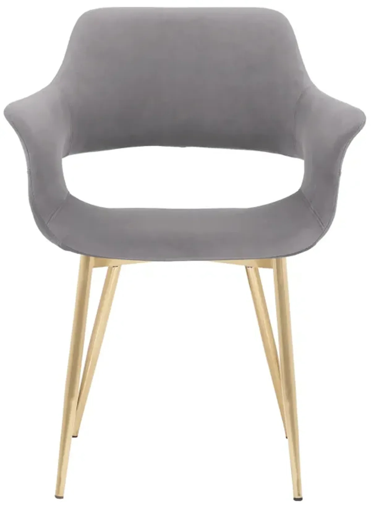 Gigi Grey Velvet Dining Room Chair with Gold Metal Legs - Set of 2