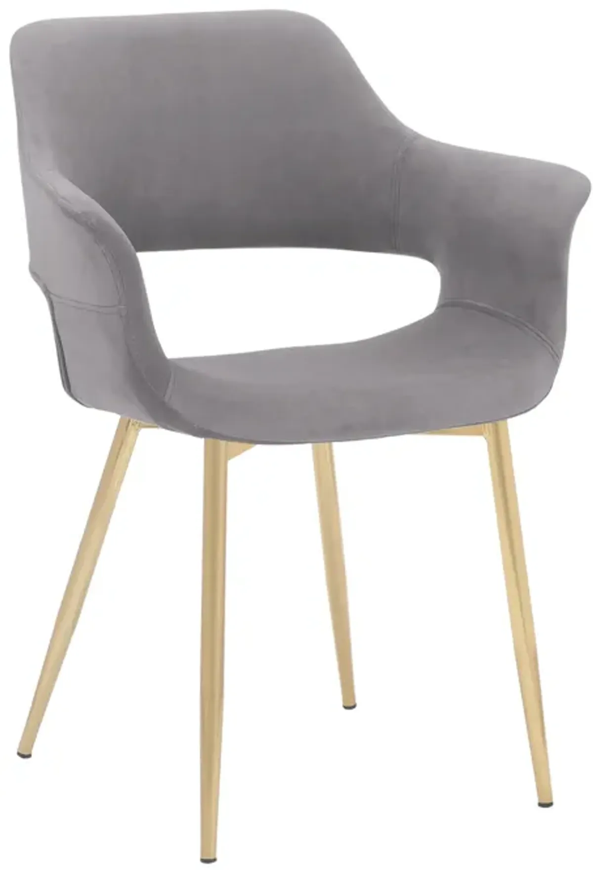 Gigi Grey Velvet Dining Room Chair with Gold Metal Legs - Set of 2