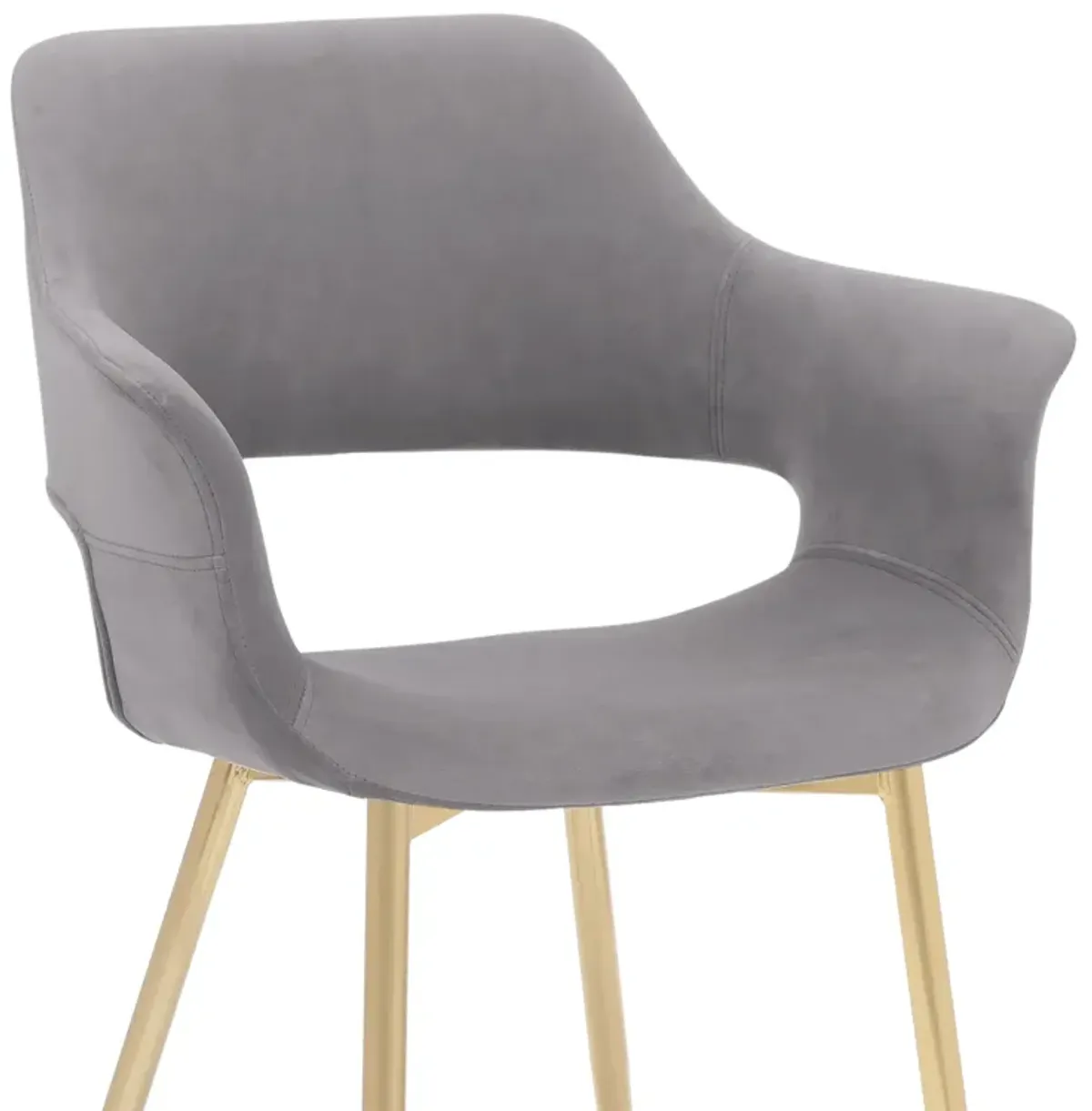 Gigi Grey Velvet Dining Room Chair with Gold Metal Legs - Set of 2