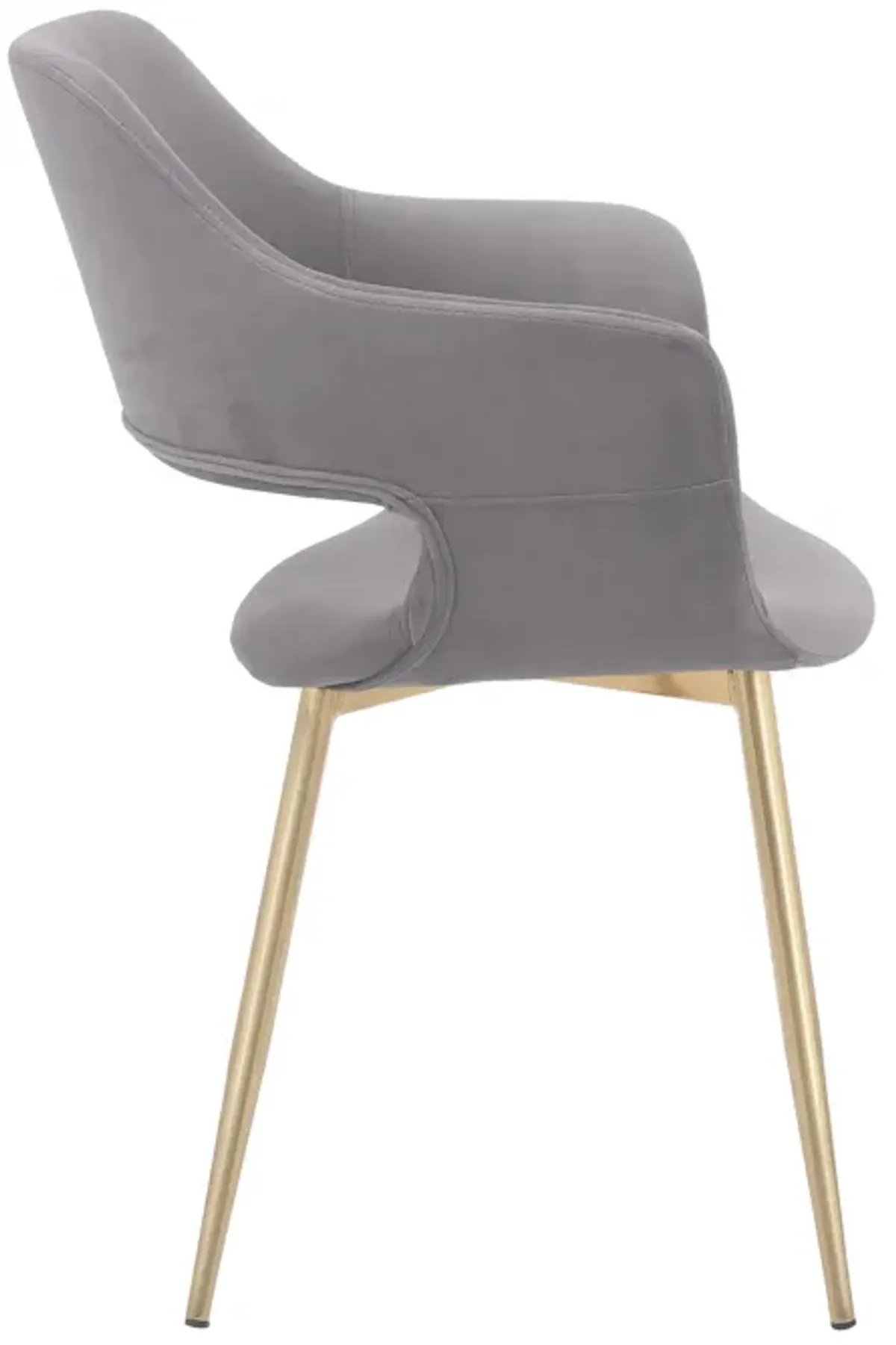 Gigi Grey Velvet Dining Room Chair with Gold Metal Legs - Set of 2