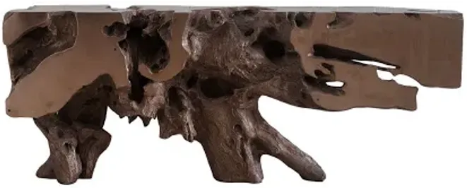 freeform console table, polished bronze