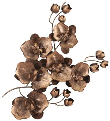 Orchid Sprig Wall Art, Medium, Metal, Copper/Black