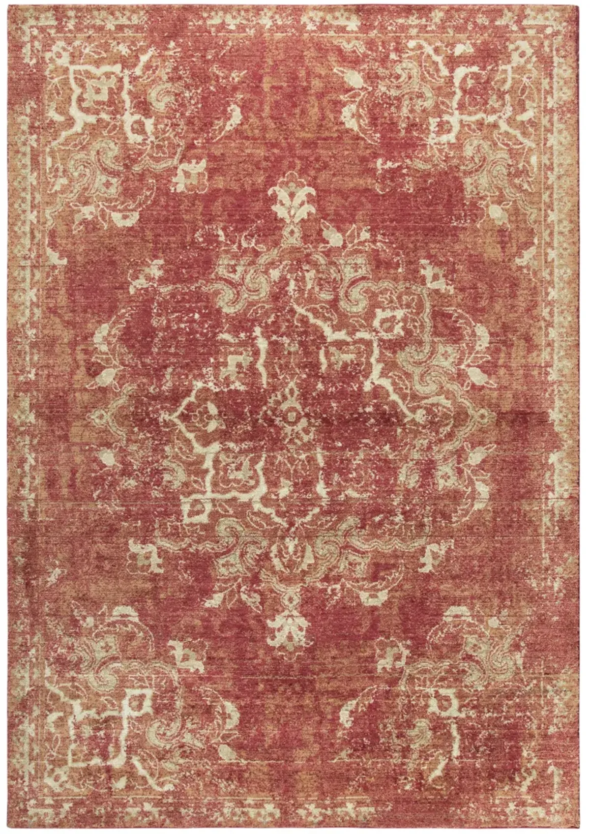 Gossamer Red Medallion Distress 100% New Zealand Wool 10' x 13' Rectangle Rug