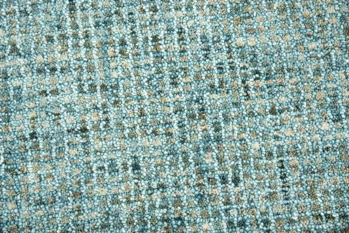 Talbot Teal Tweed Wool 2'6" x 8' Runner Rug