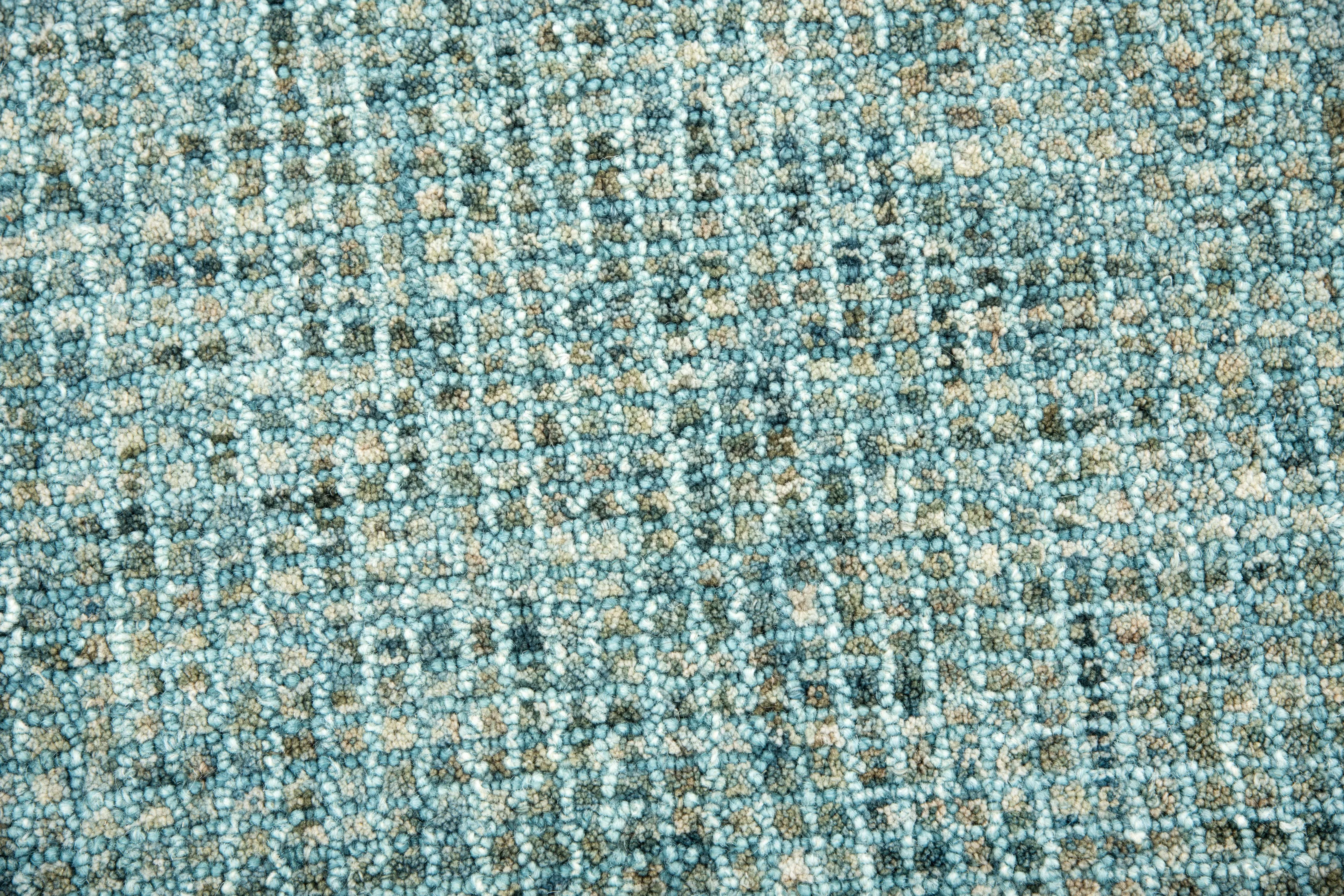 Talbot Teal Tweed Wool 2'6" x 8' Runner Rug