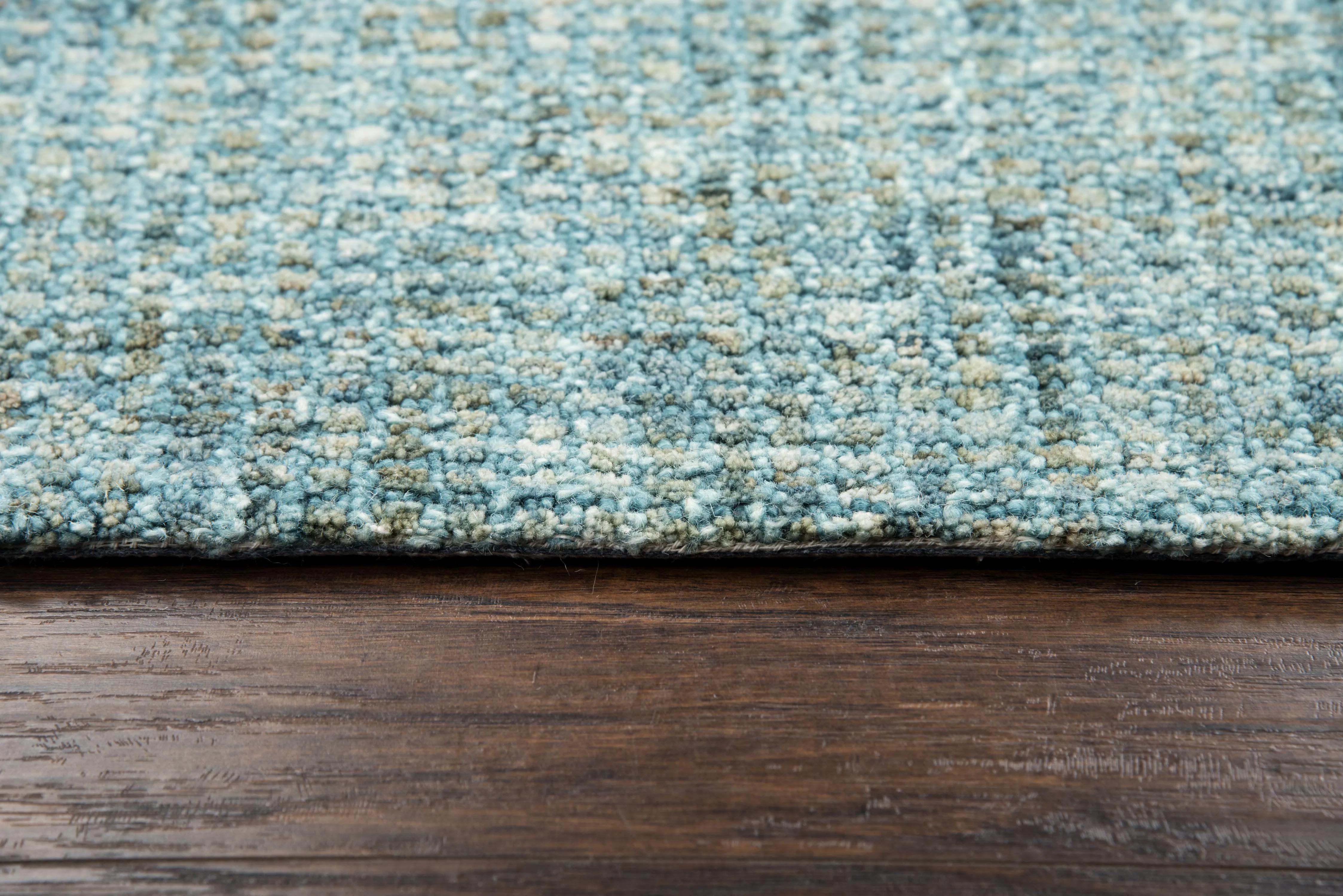 Talbot Teal Tweed Wool 2'6" x 8' Runner Rug