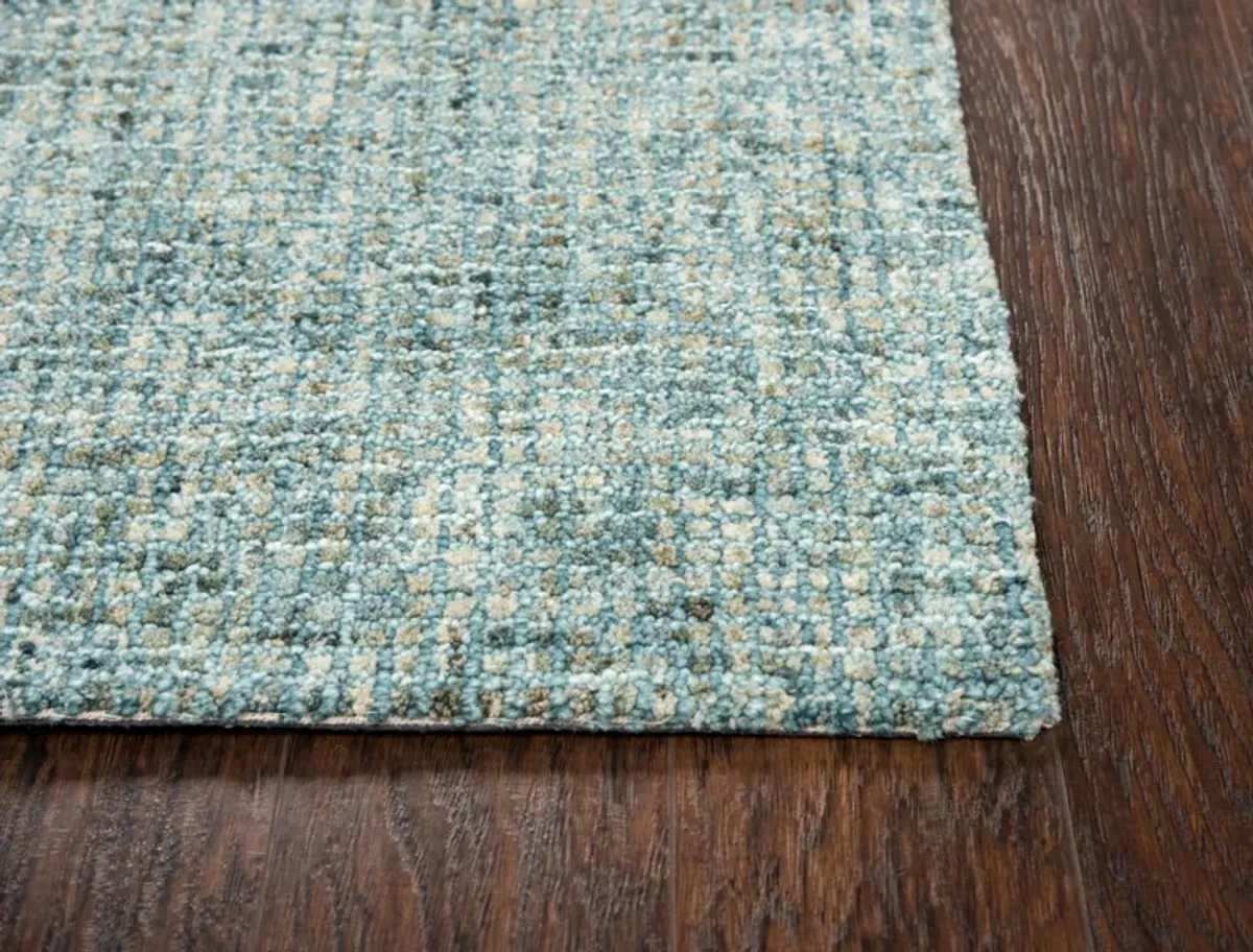 Talbot Teal Tweed Wool 2'6" x 8' Runner Rug