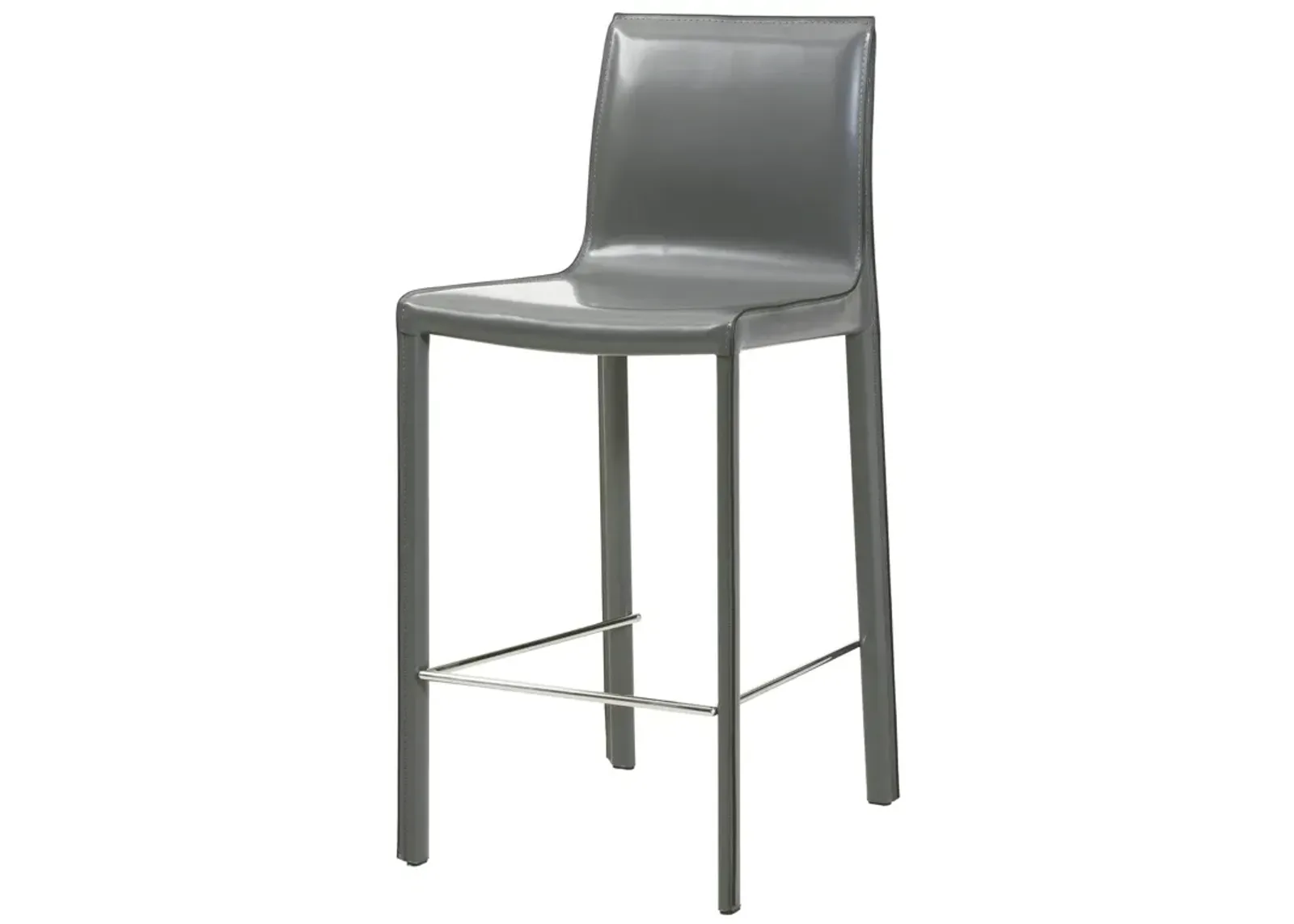 Gervin Recycled Leather Counter Stool, Anthracite (Set of 2)