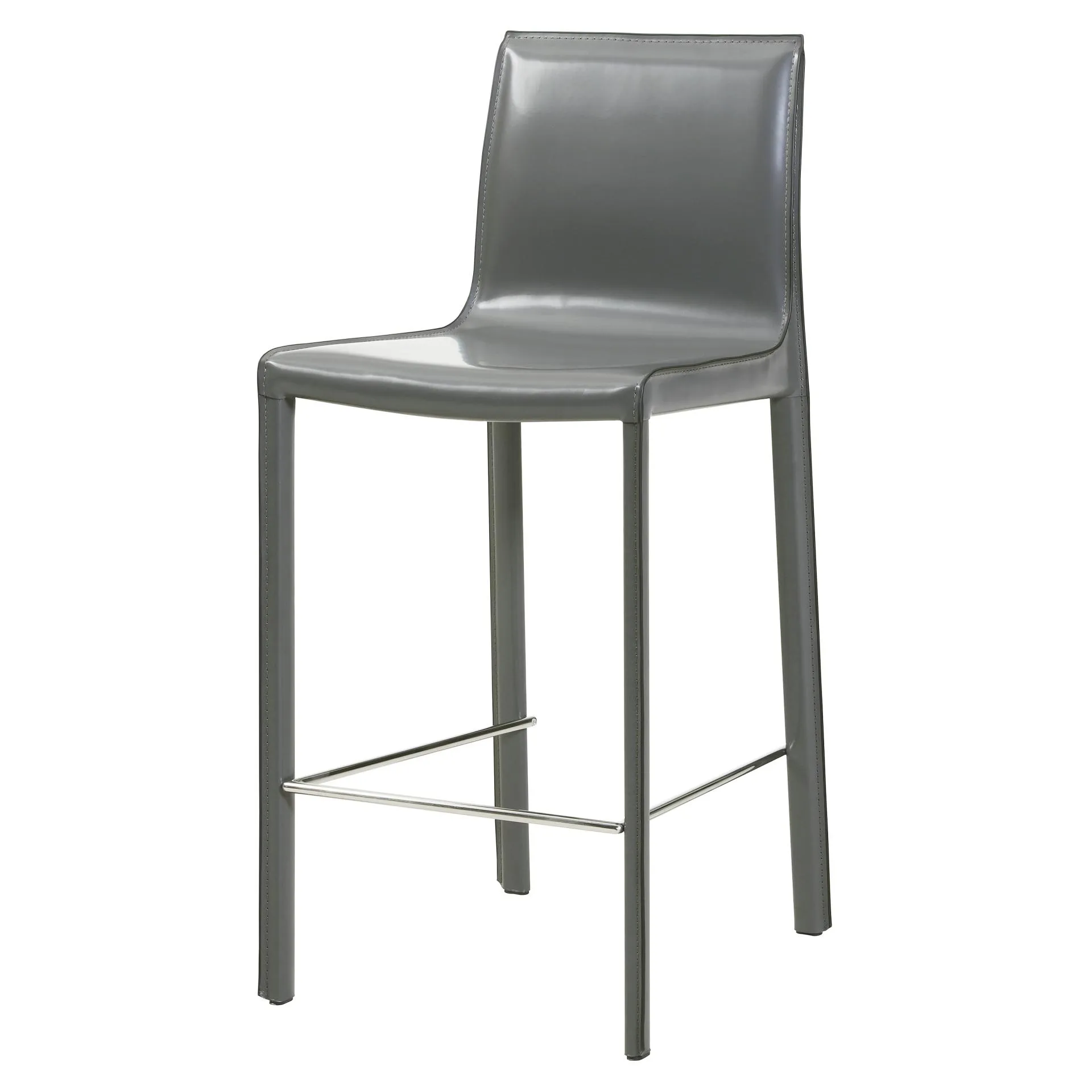 Gervin Recycled Leather Counter Stool, Anthracite (Set of 2)