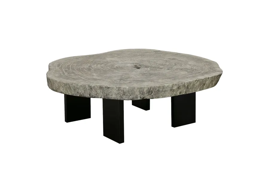 Floating Coffee Table with Black Legs, Gray Stone, Size Varies