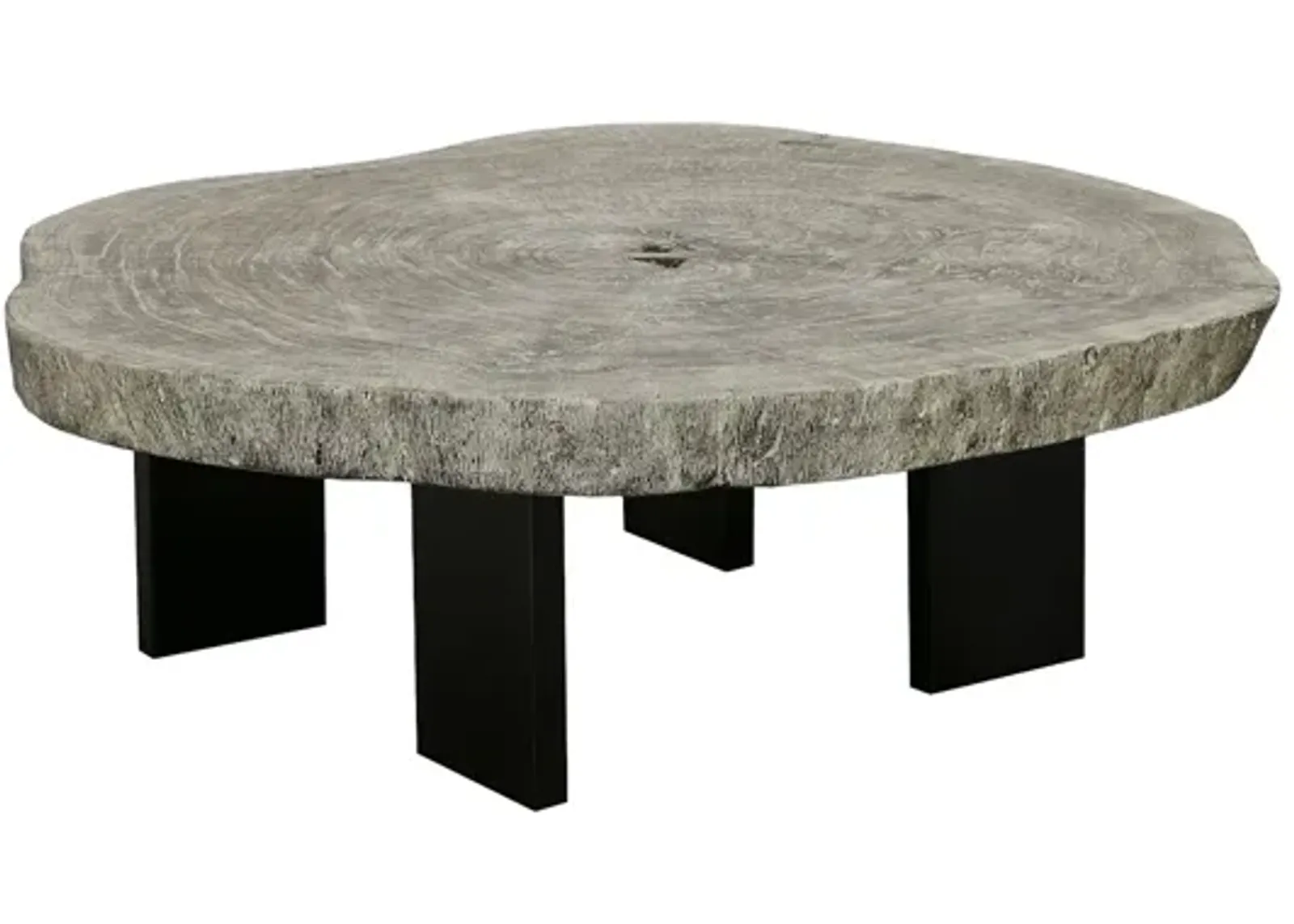 Floating Coffee Table with Black Legs, Gray Stone, Size Varies