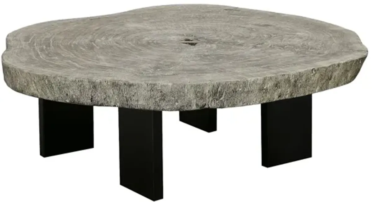 Floating Coffee Table with Black Legs, Gray Stone, Size Varies