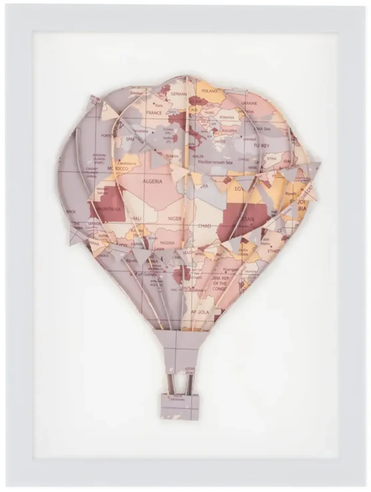 Floating Above, Pink Hot Air Balloon Shadow Box