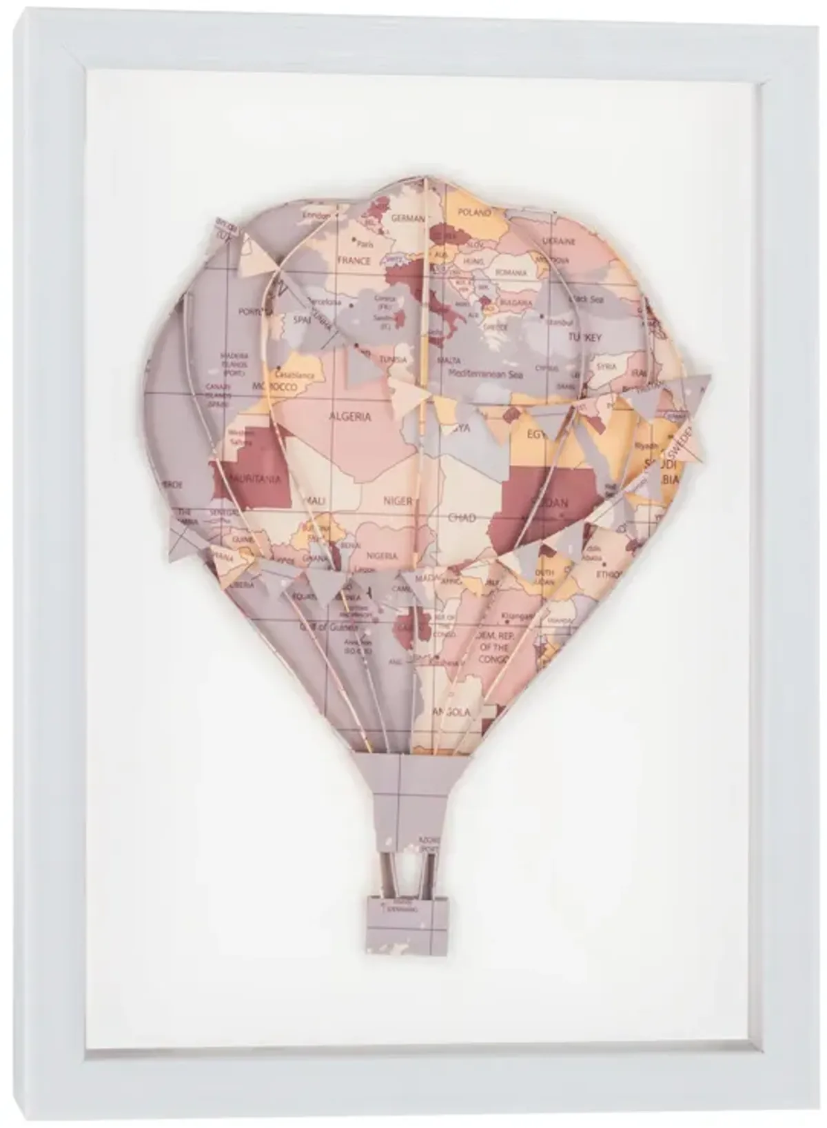 Floating Above, Pink Hot Air Balloon Shadow Box