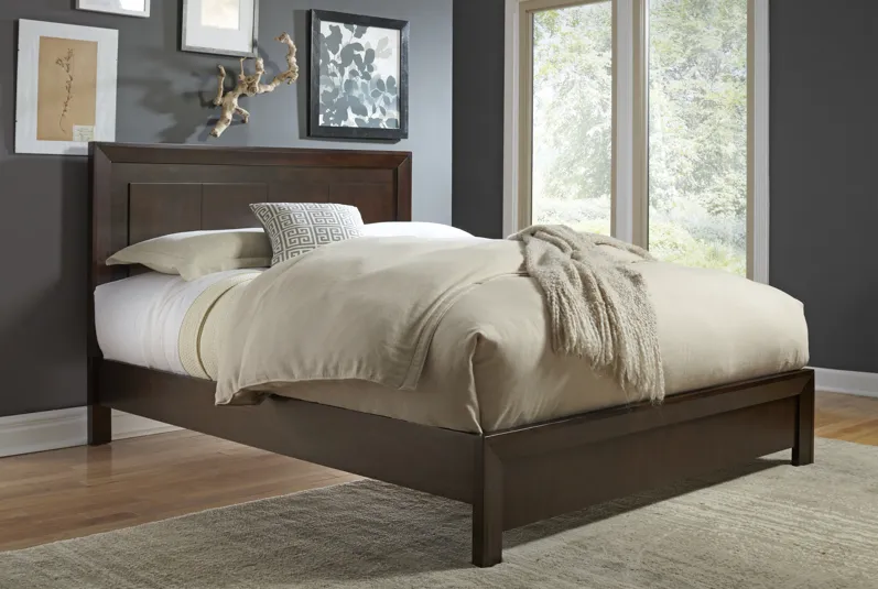 Element Queen King Size Platform Bed in Chocolate Brown