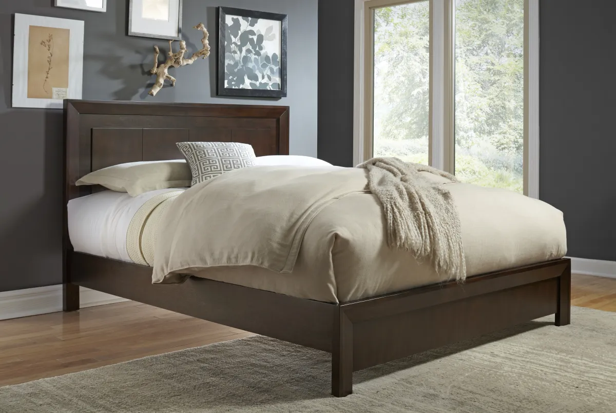 Element Queen King Size Platform Bed in Chocolate Brown