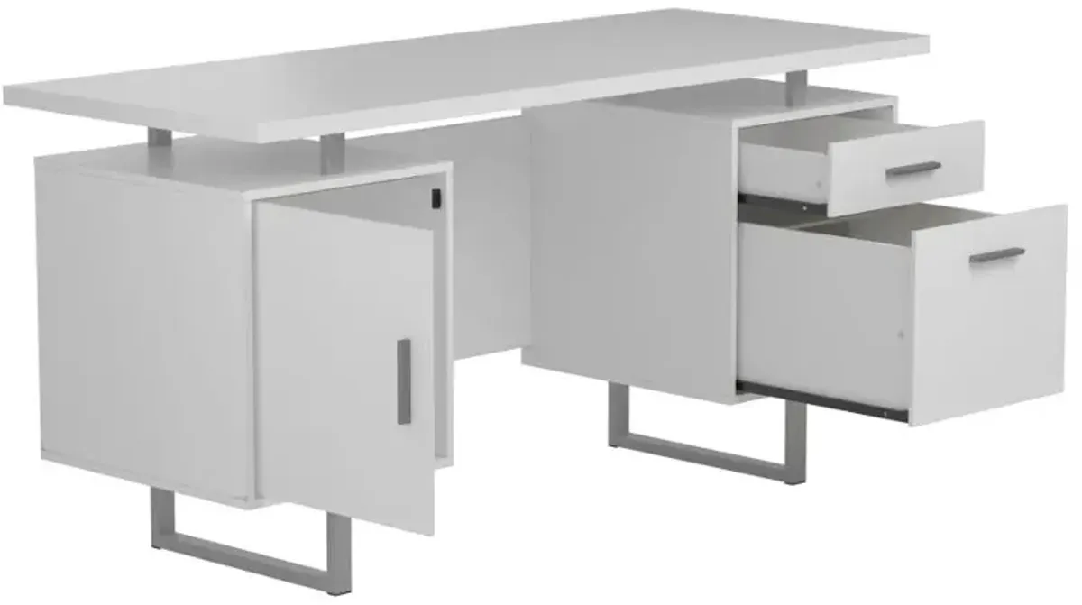 Lawtey Floating Top Office Desk White Gloss