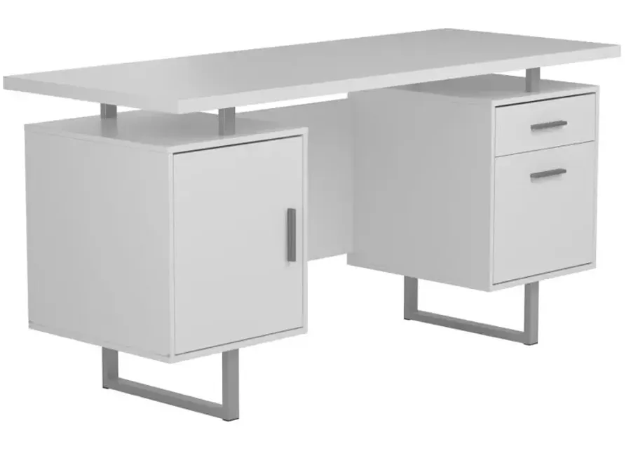 Lawtey Floating Top Office Desk White Gloss