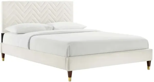 Leah Chevron Tufted Performance Velvet Queen Platform Bed