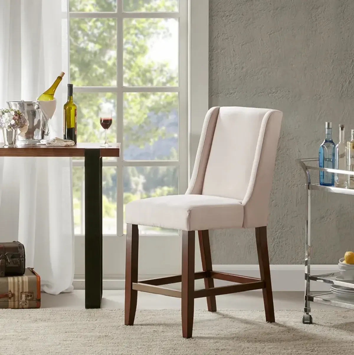 Madison Park Brody Cream Wing Counter Stool