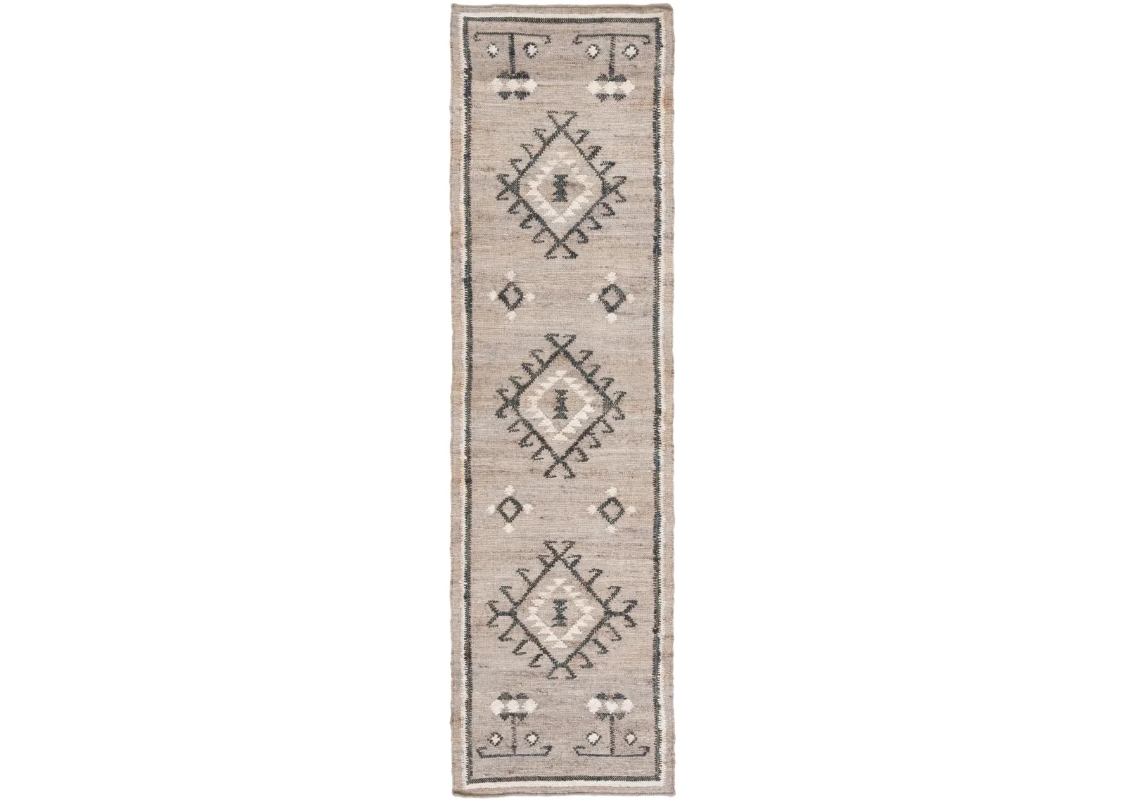 KILIM 762 GREY  2'-3' x 13' Runner Rug