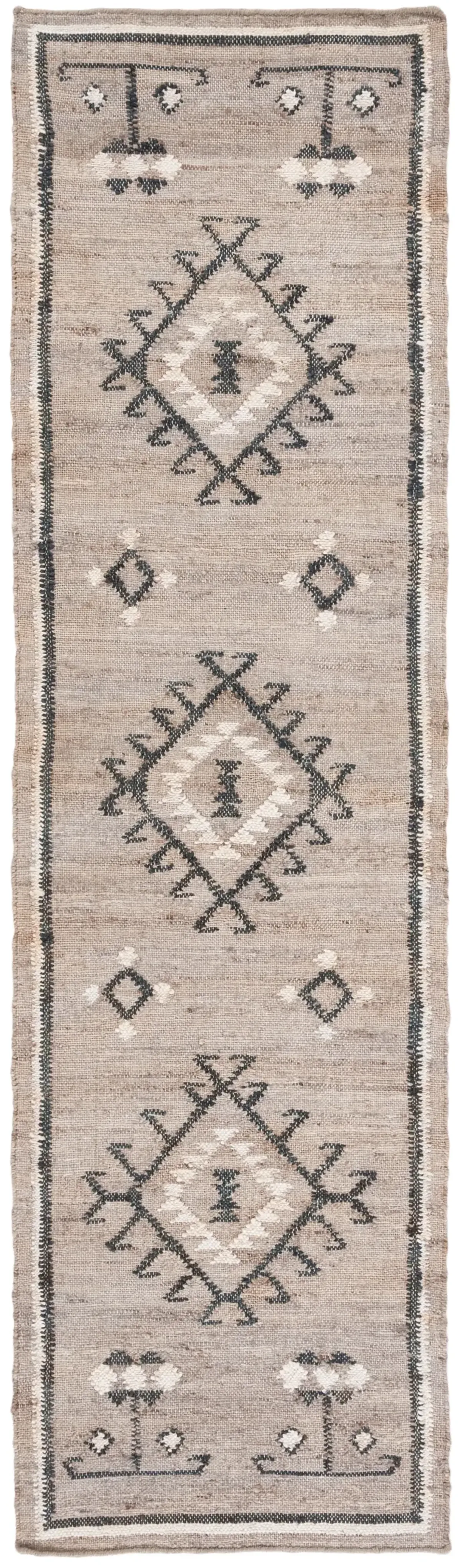 KILIM 762 GREY  2'-3' x 13' Runner Rug