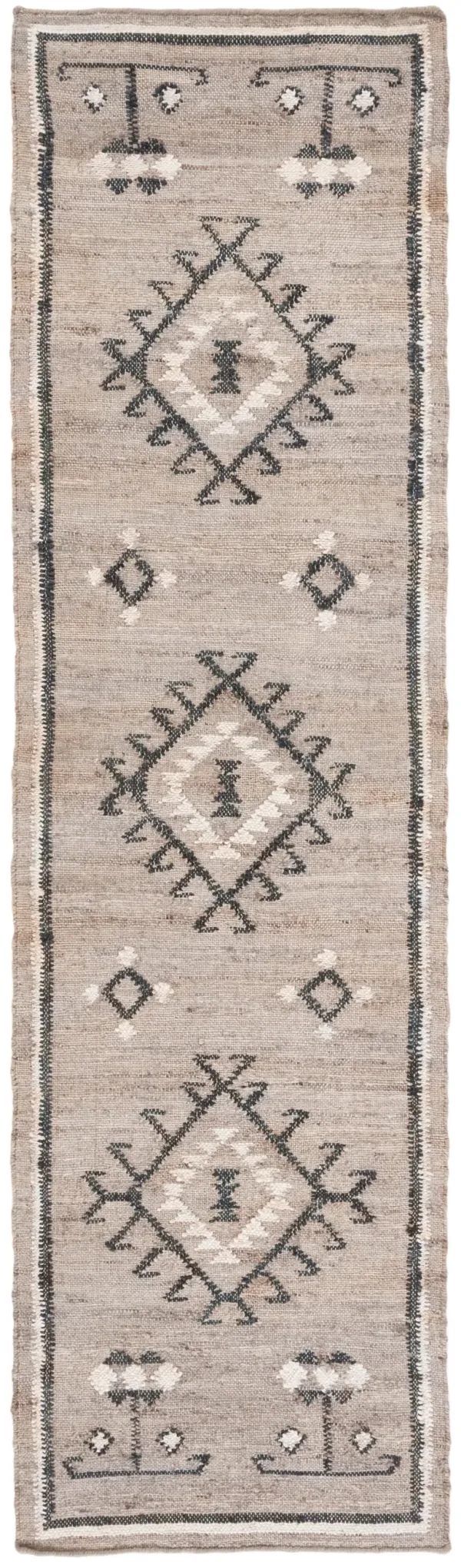 KILIM 762 GREY  2'-3' x 13' Runner Rug