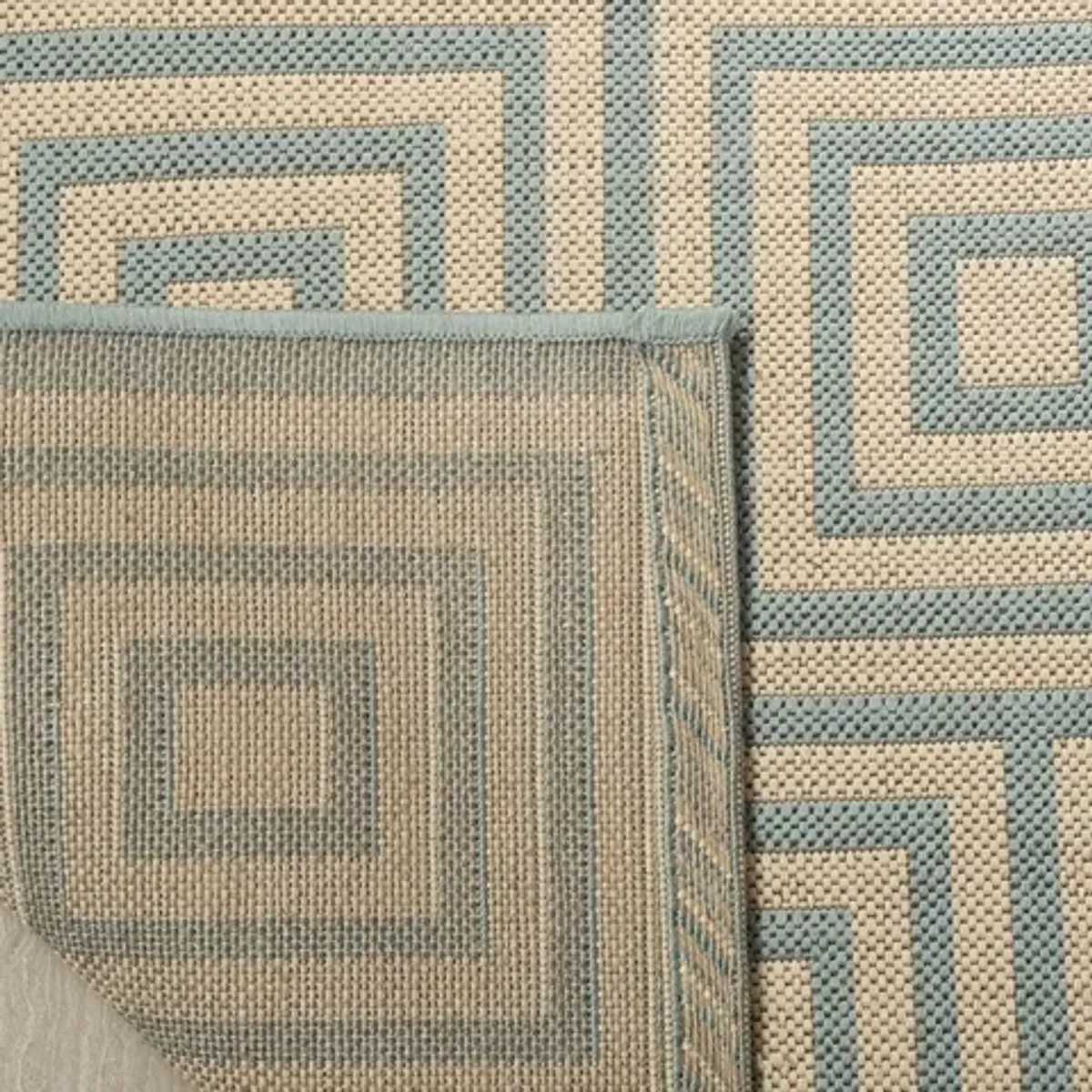 LINDEN 173 Collection LND173L-5 Cream / Aqua 5'-3" X 7'-6"