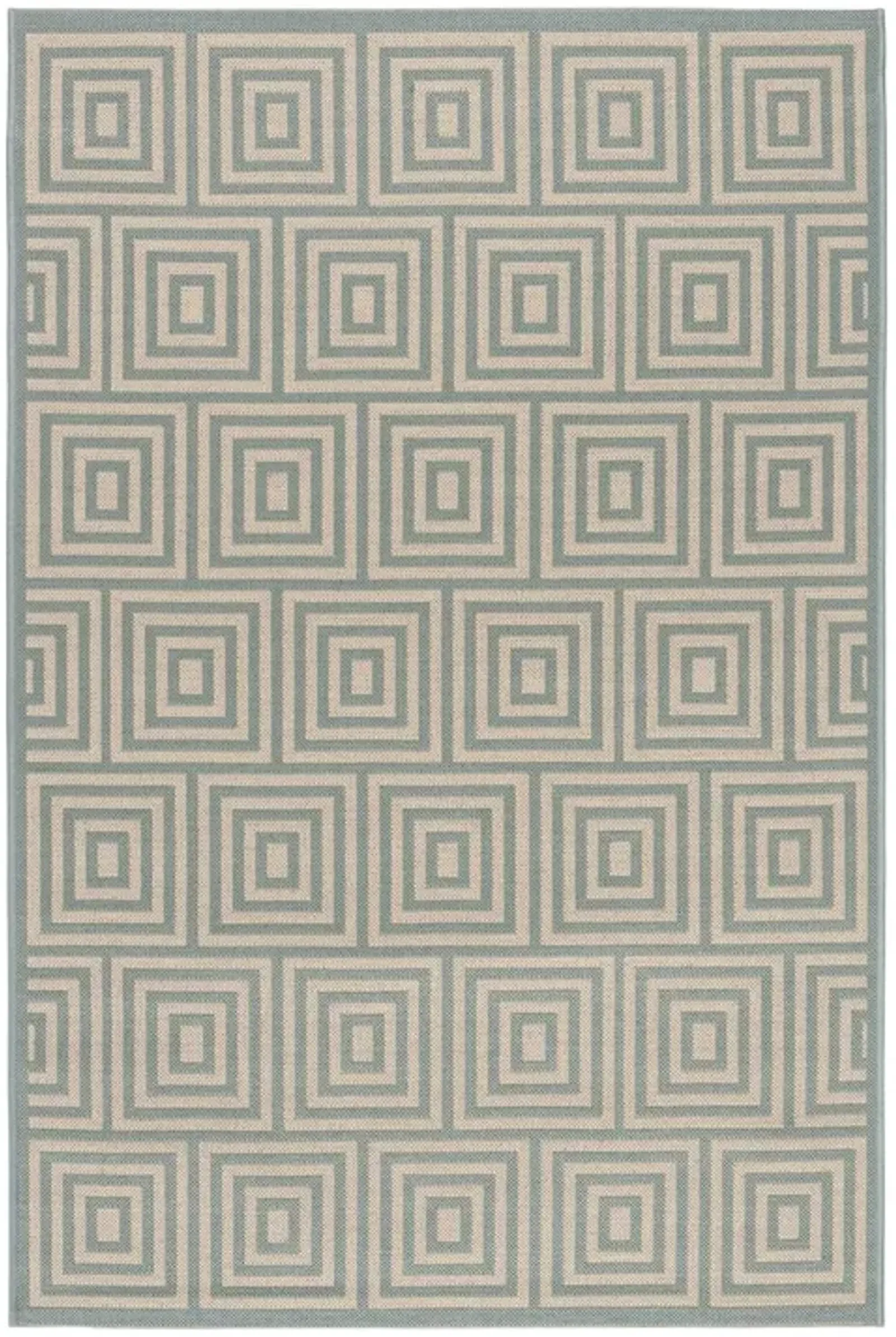 LINDEN 173 Collection LND173L-5 Cream / Aqua 5'-3" X 7'-6"