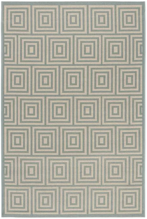 LINDEN 173 Collection LND173L-5 Cream / Aqua 5'-3" X 7'-6"