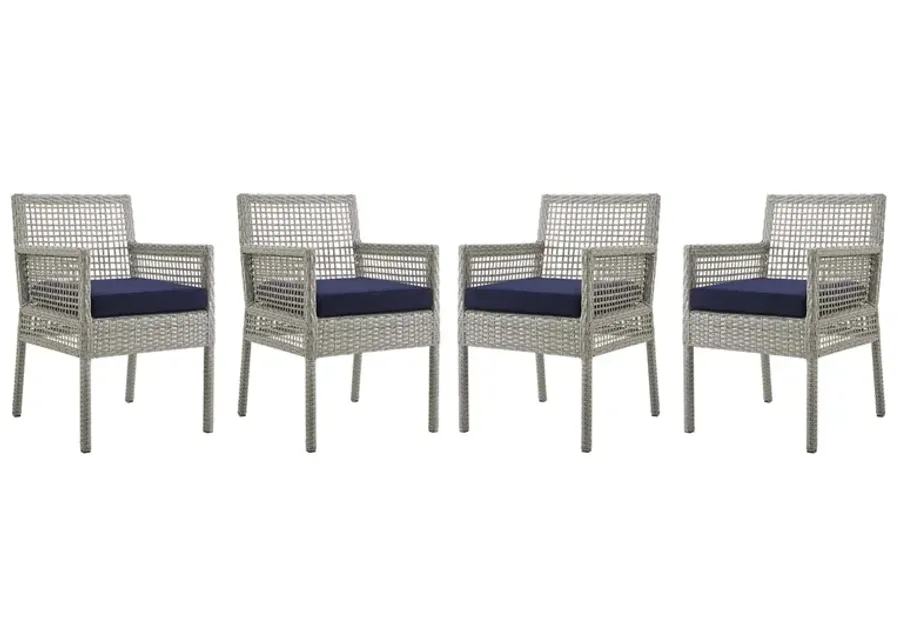 Aura Dining Armchair Outdoor Patio Wicker Rattan Set of 4