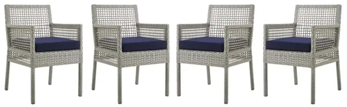 Aura Dining Armchair Outdoor Patio Wicker Rattan Set of 4