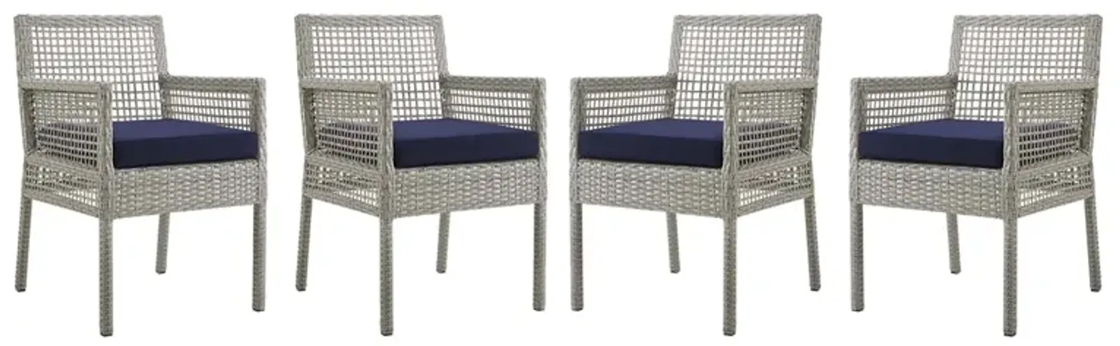 Aura Dining Armchair Outdoor Patio Wicker Rattan Set of 4