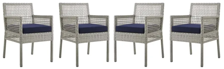 Aura Dining Armchair Outdoor Patio Wicker Rattan Set of 4