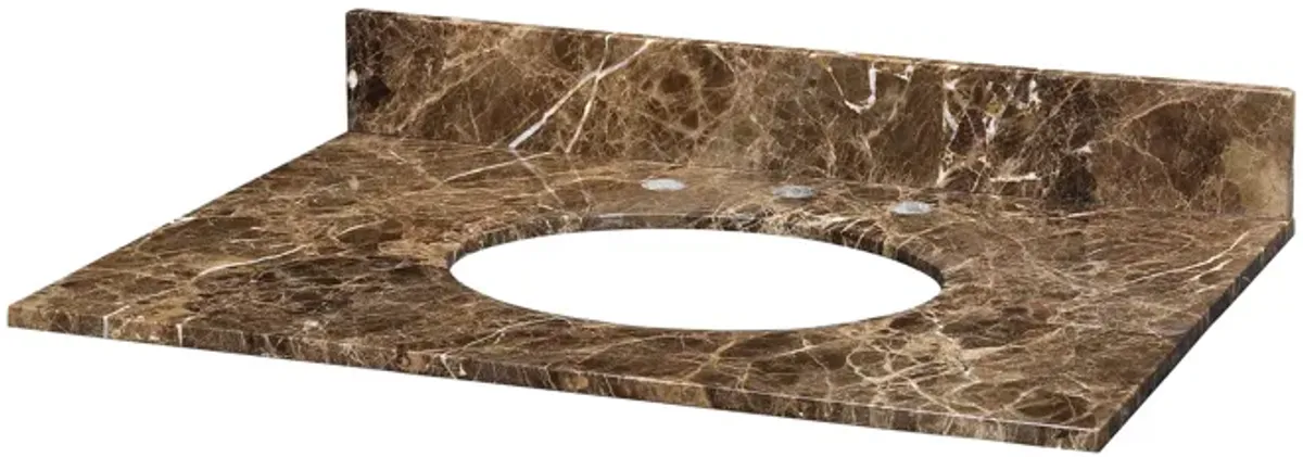 Stone Top - 31-inch for Oval Undermount Sink - Dark Emperador Marble