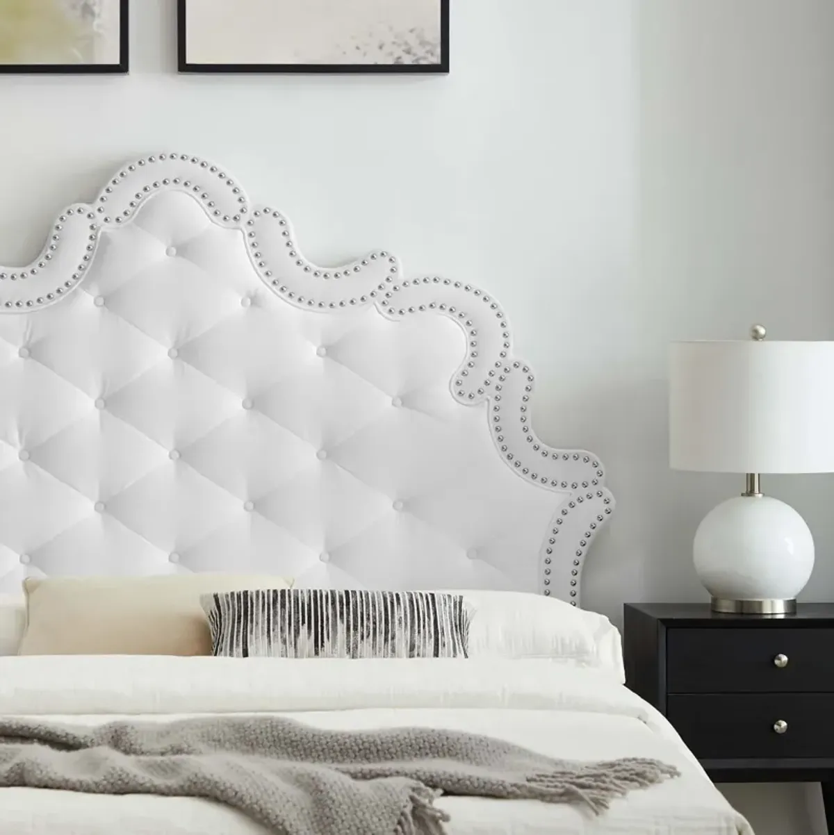 Sasha Button-Tufted Performance Velvet King Bed