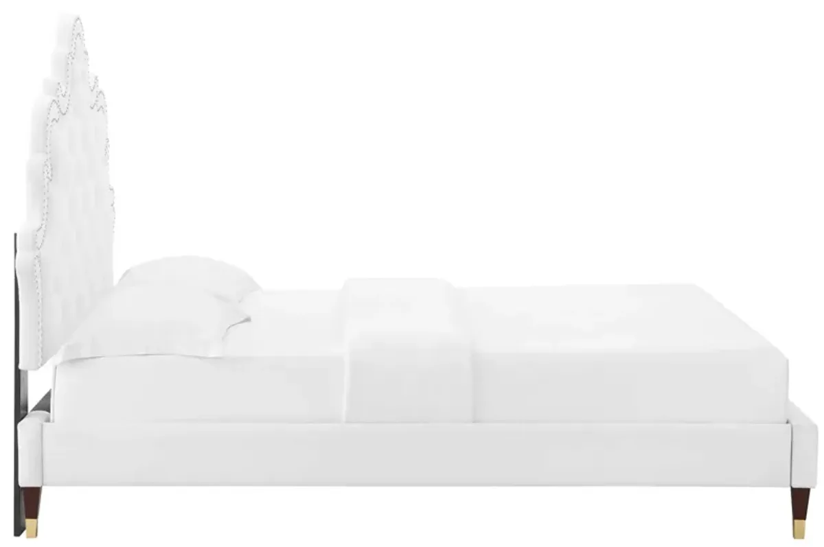 Sasha Button-Tufted Performance Velvet King Bed