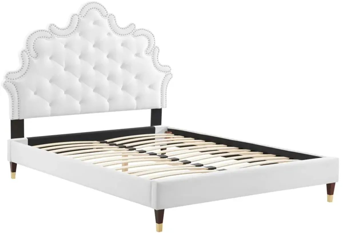 Sasha Button-Tufted Performance Velvet King Bed