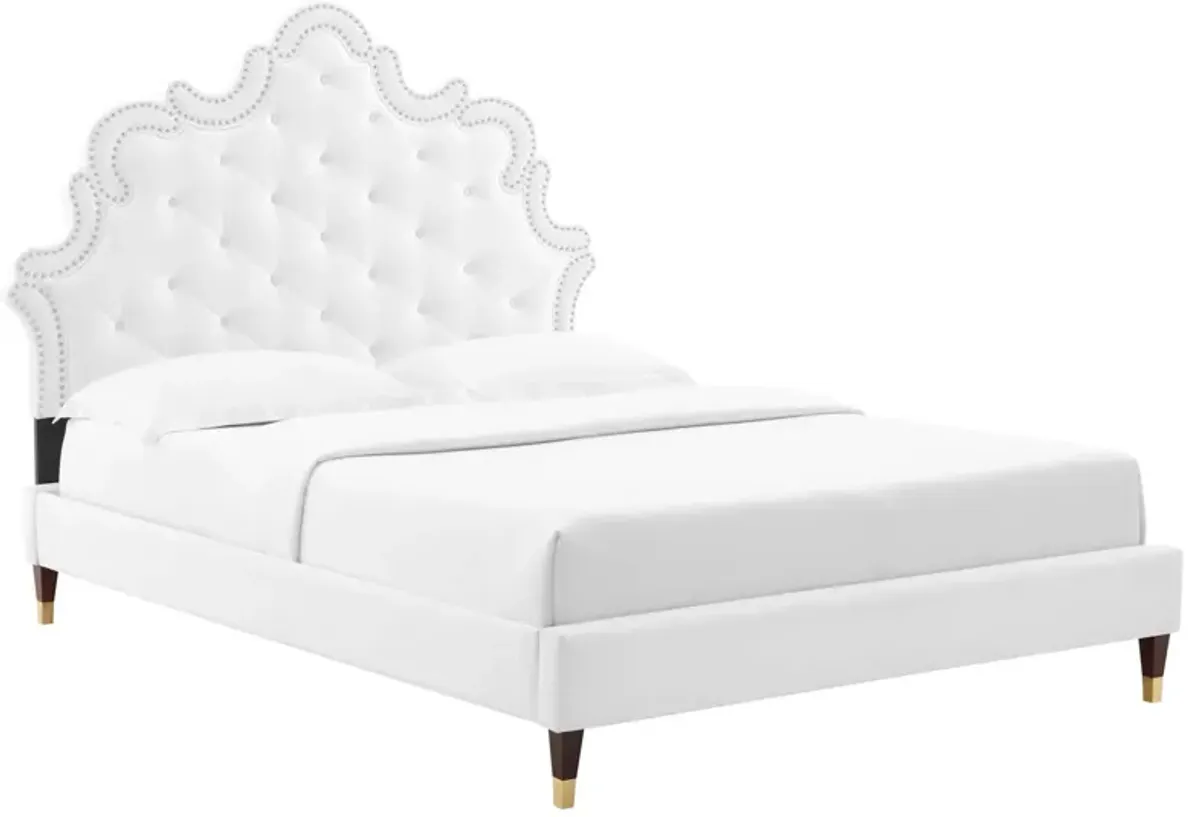 Sasha Button-Tufted Performance Velvet King Bed