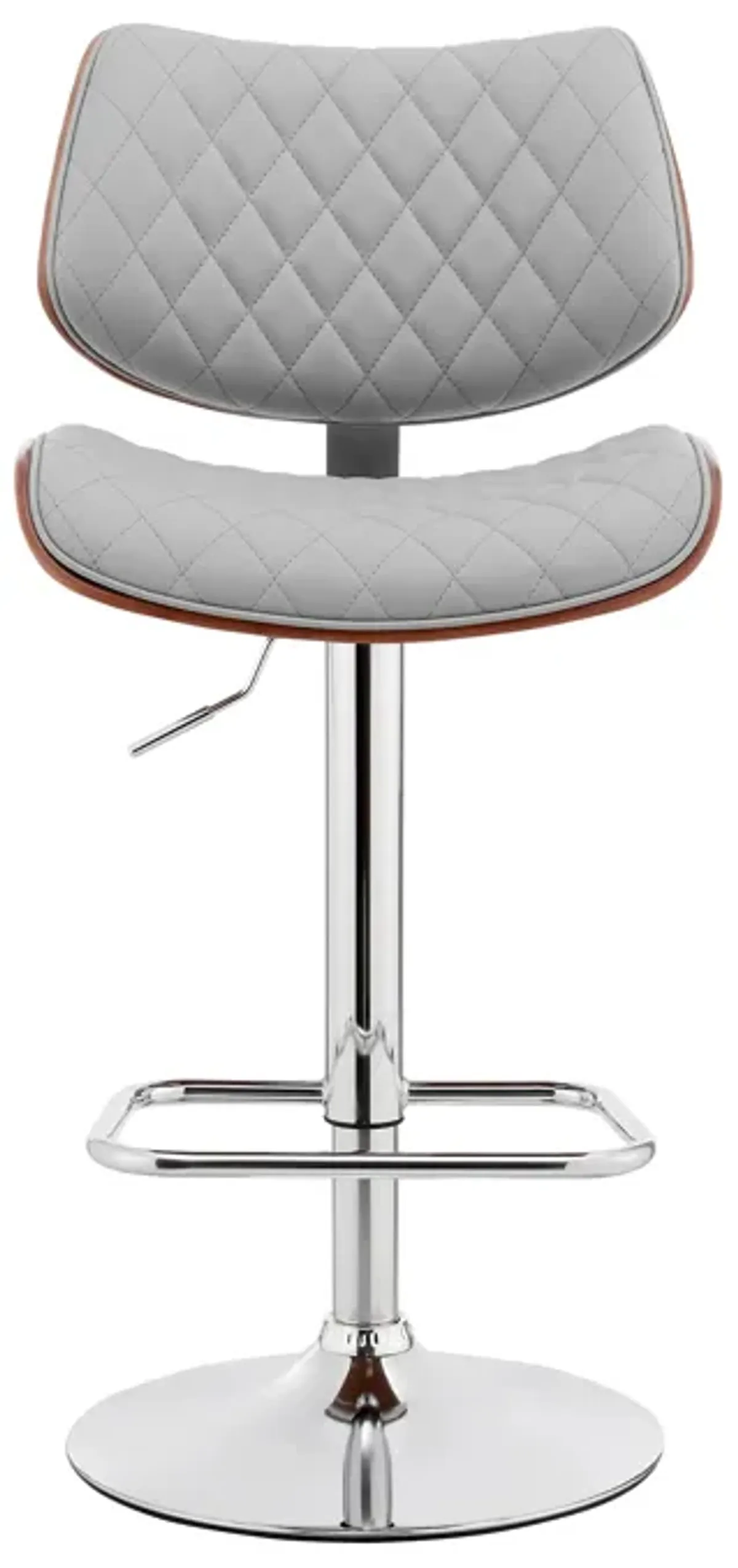 Leland Adjustable Gray Faux Leather and Chrome Finish Bar Stool