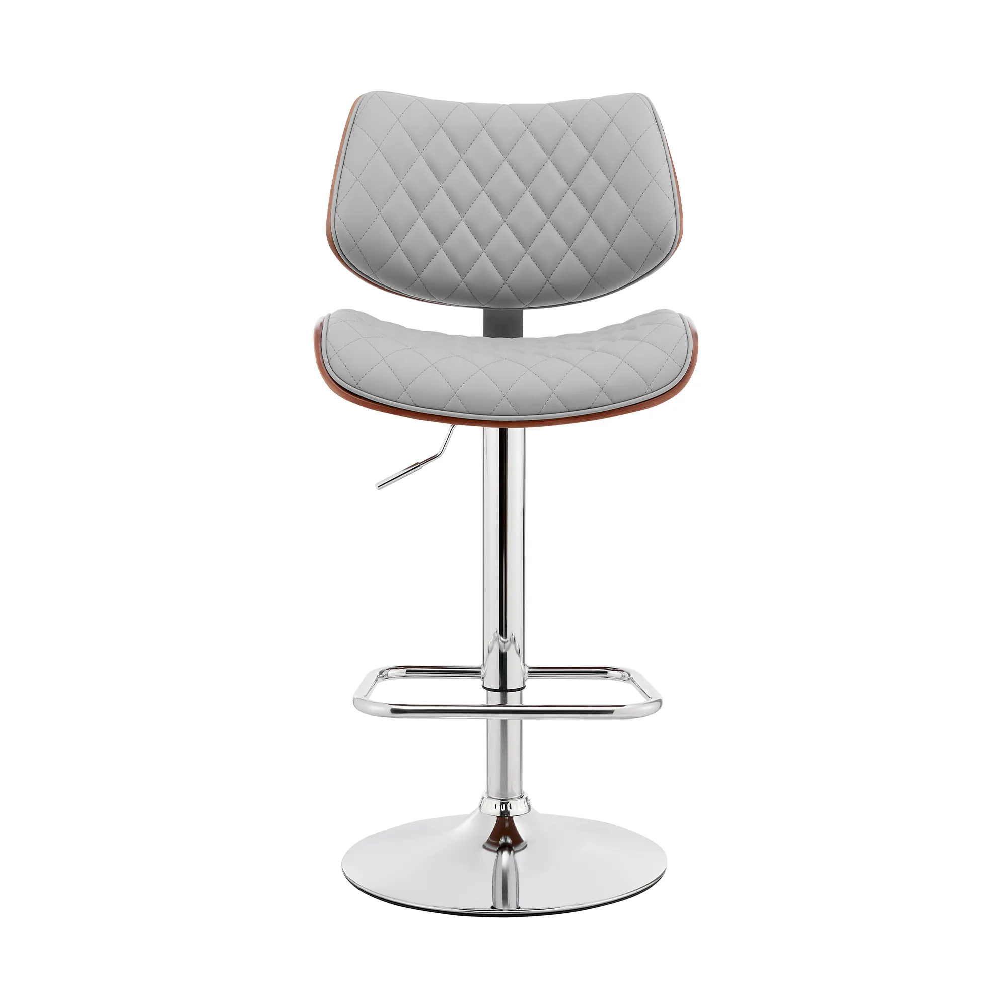 Leland Adjustable Gray Faux Leather and Chrome Finish Bar Stool