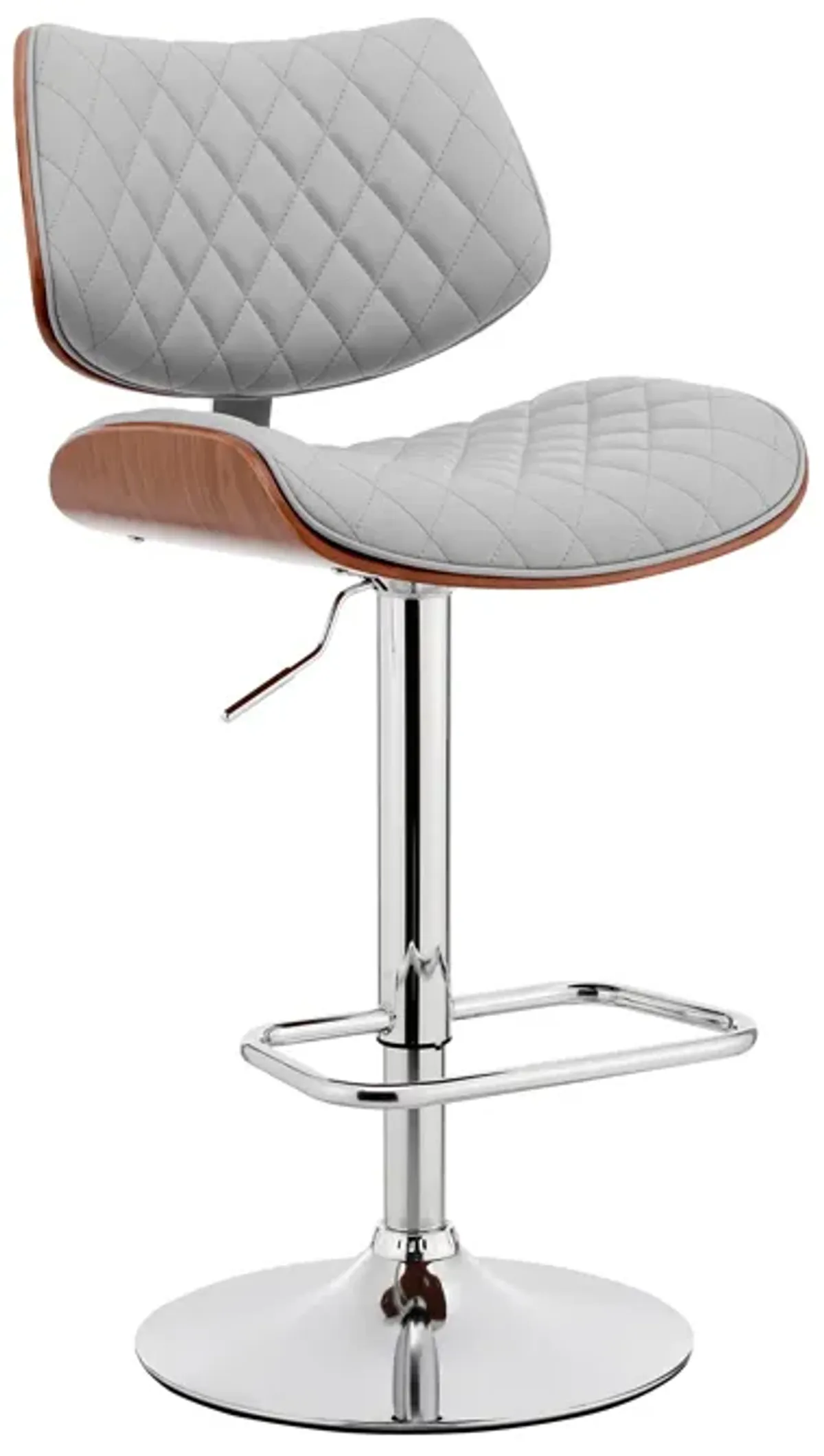 Leland Adjustable Gray Faux Leather and Chrome Finish Bar Stool