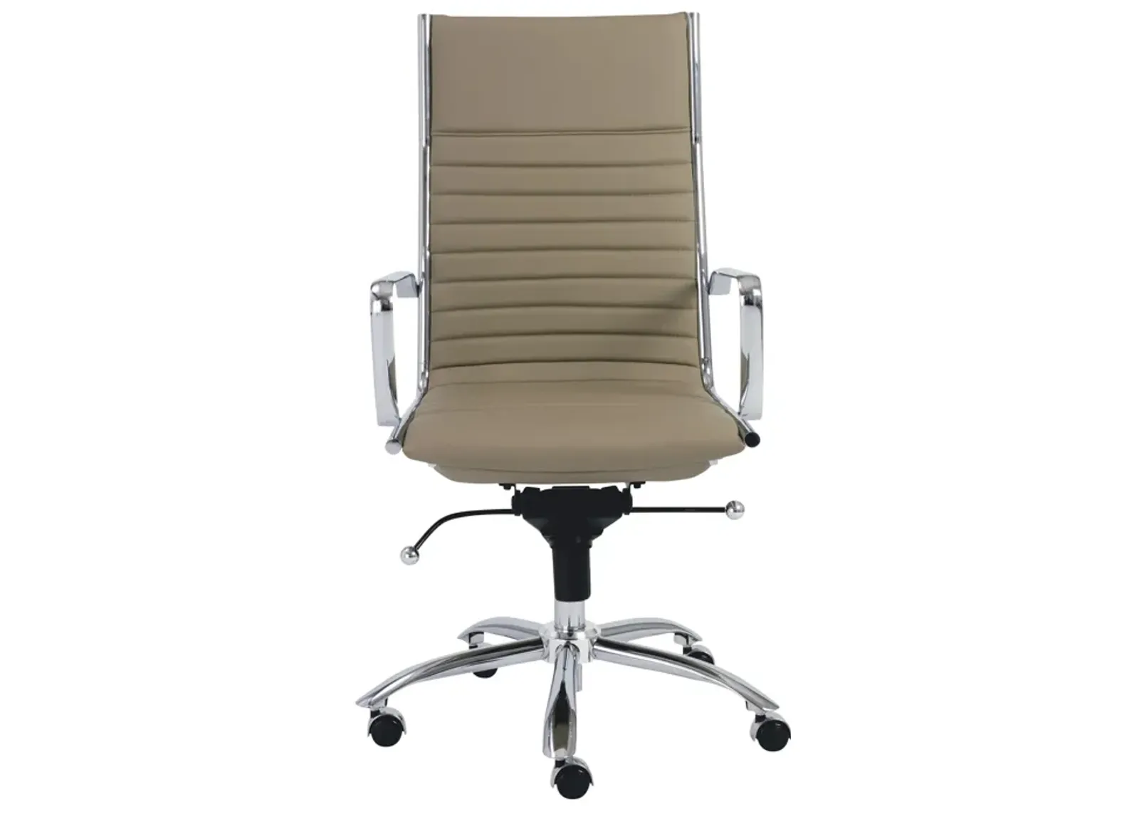 Dirk High Back Office Chair in Taupe with Chromed Steel Base