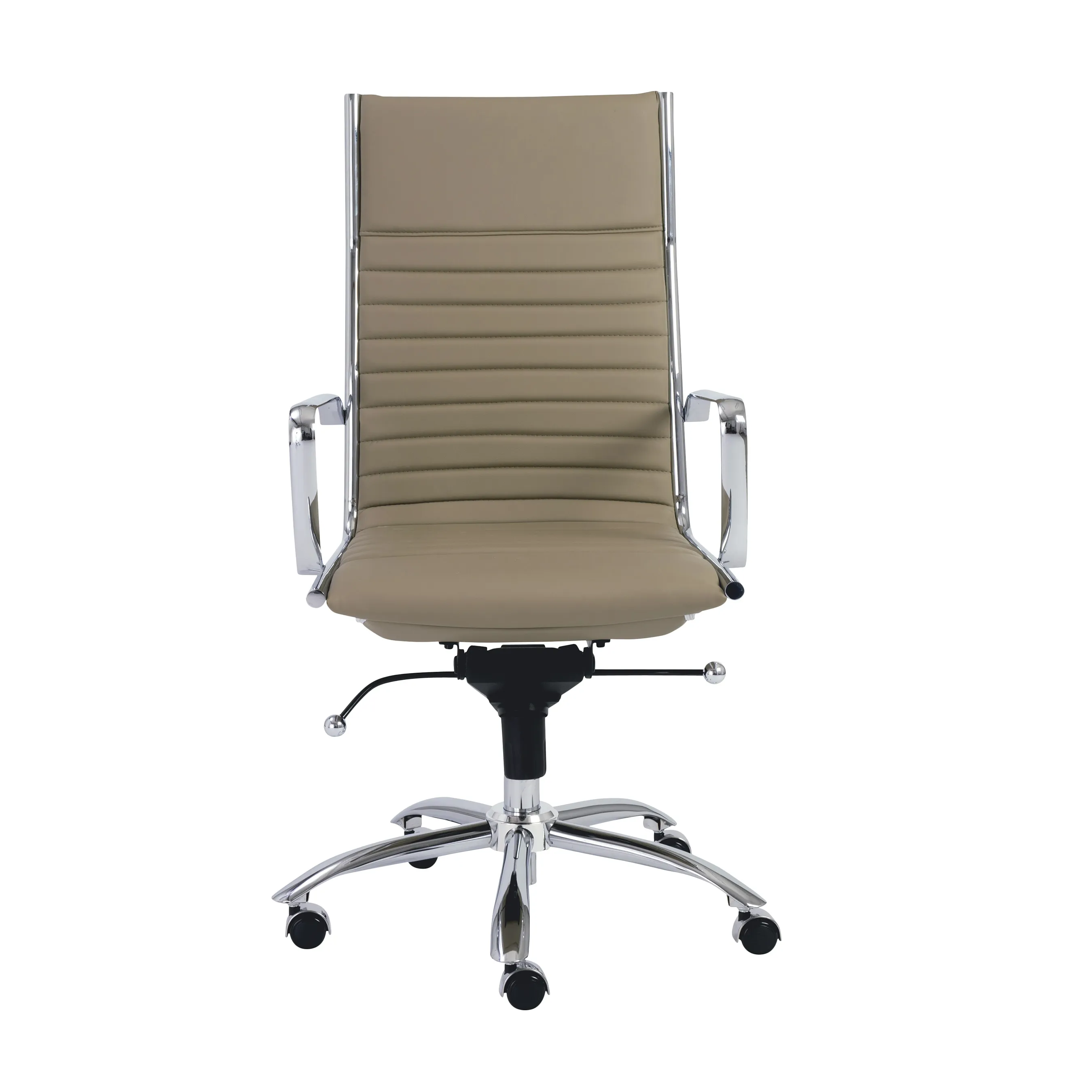 Dirk High Back Office Chair in Taupe with Chromed Steel Base