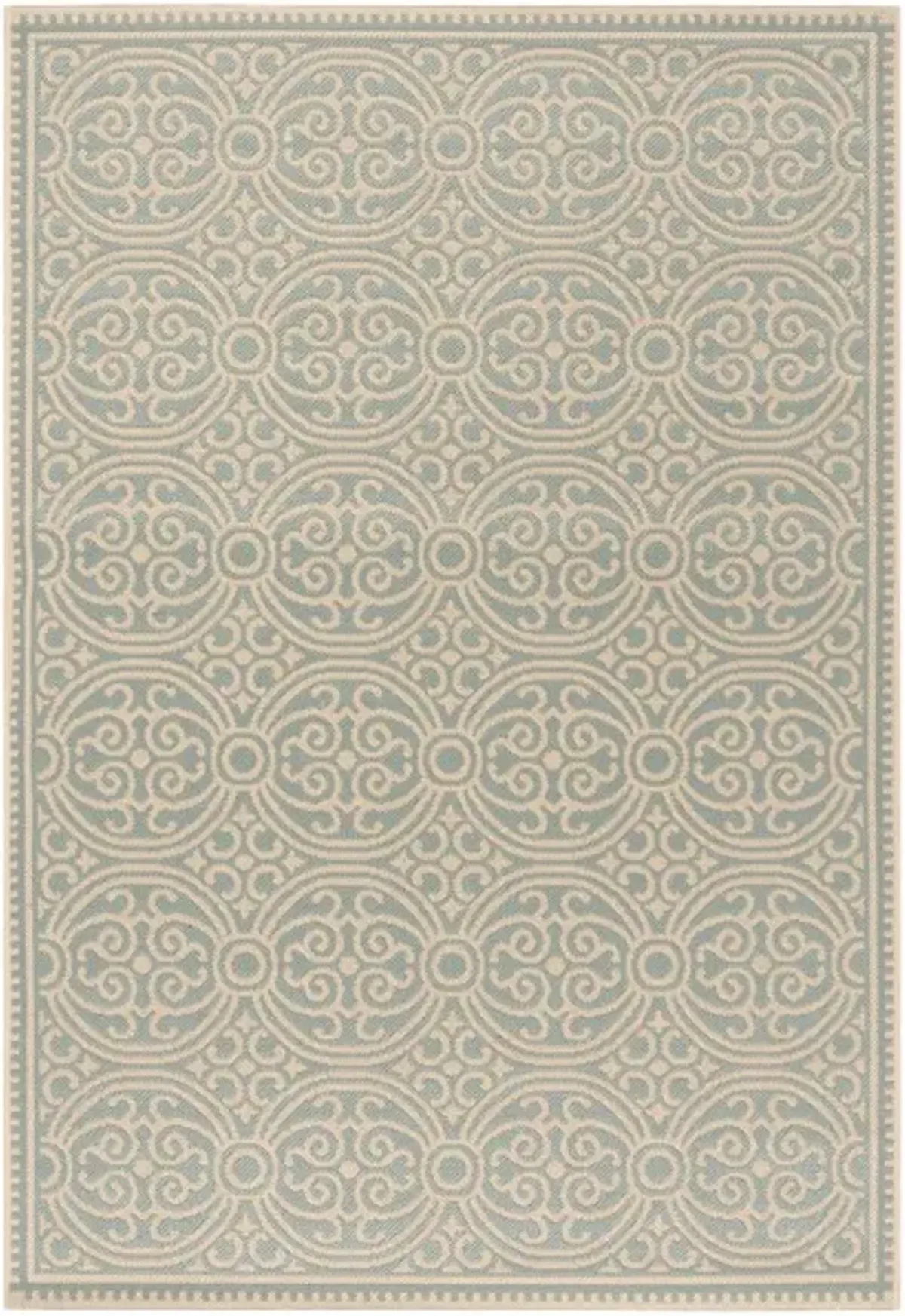 LINDEN 134 Collection LND134L-5 Cream / Aqua 5'-3" X 7'-6"