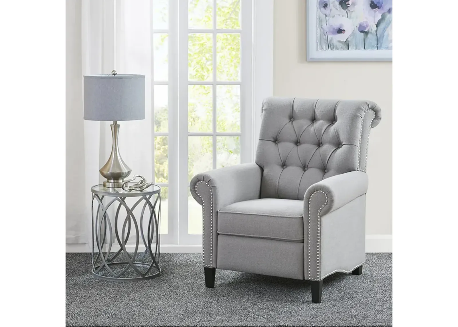 Madison Park Aidan Grey Push Back Recliner